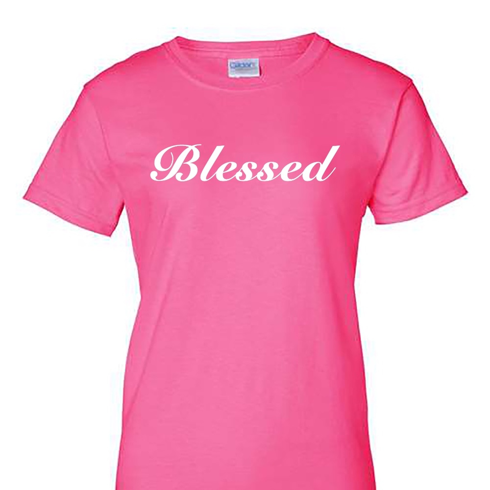 Blessed Vinyl t-shirt custom color t-shirt, short-sleeved, christian casual wear
